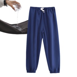 SOEDZUNG Reusable TPU Waterproof Incontinence Pants for Adults Leak Proof Washable Patient Care Long Pants for Elderly(Blue,XL)