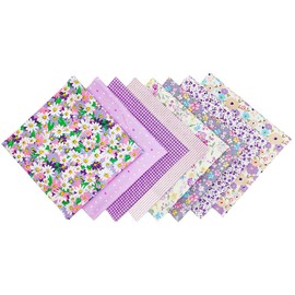 8 pcs/lot Fabric Bundles Top Cotton 19.69" x 19.69" (50cm x 50cm) Quilt, Pre-Cut Squares Sheets for Patchwork Sewing Quilting Crafting, Purple Floral.