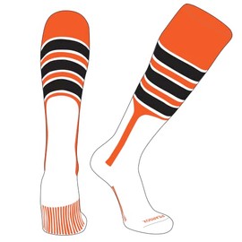 PEAR SOX OTC Baseball Softball Stirrup Socks (C, 9in) Orange, White, Black (XL)