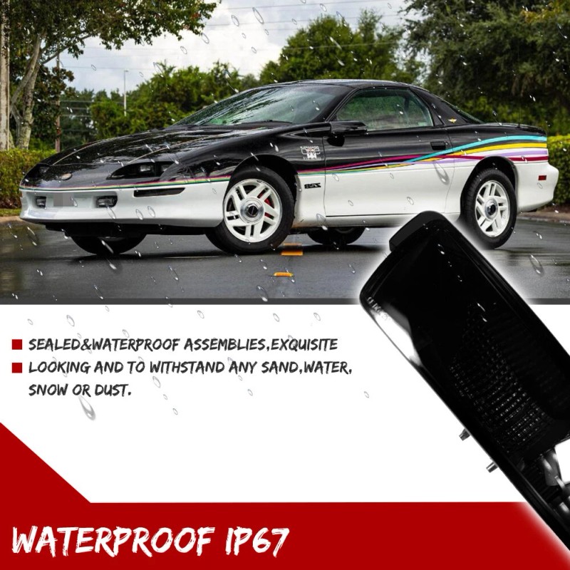 GTINTHEBOX Bumper Lights Fit 1993-2002 Chevy Camaro Black Signal Parking