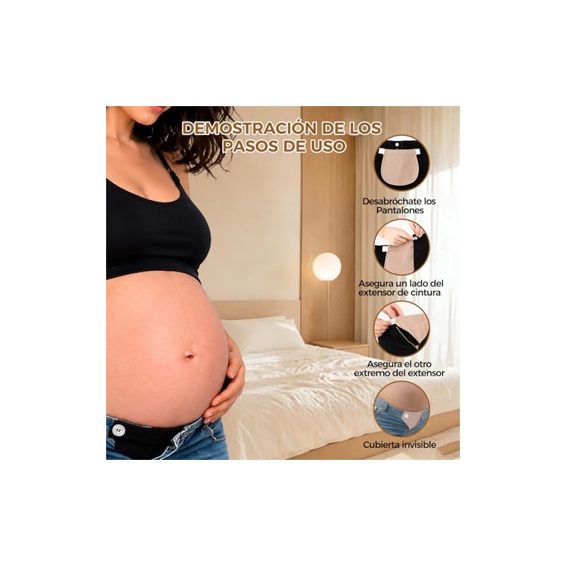 4PCS Extensor de Pretina para Embarazo, Extensor de Pretina Elástico