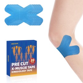 Kinesiology Tape – Waterproof and Hypoallergenic Athletic Tape for Muscle Support, Knee, Shoulder, and Ankle, 20 Strips (X-Knee)