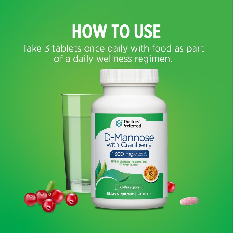DOCTORS' PREFERRED D-Mannose 1300 MG with Cranberry 500 MG Supplement