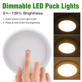 Homdec RV Puck Light with Touch Dimmable Switch - 6 Pack, 12Volts Surface Mount RV Interior Lighting Ceiling Dome Light, for RV Motorhome Camper Travel Trailer