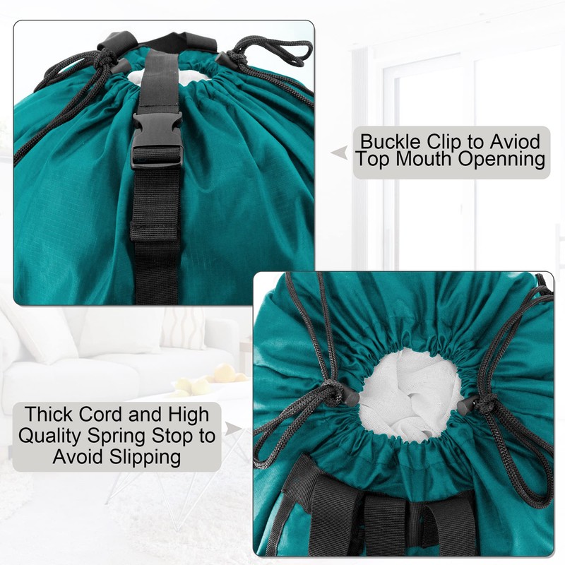 BeeGreen Laundry-Bag-Portable-Backpack, Mars Green Nylon Drawstring -Laundry Backpack Heavy Duty