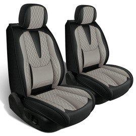 RAWAKORW Fit for 2007-2025 Hyundai Santa Fe Seat Covers, Waterproof Leather Car Seat Covers, Scratch-Resistant, Easy to Install, Custom Fit with Lumbar Support (2 Front, Black&Grey)