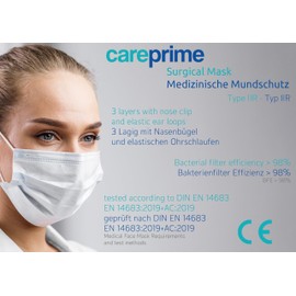 Type IIR Medical Mouth Guard, Surgical Mouth Guard, Pack of 50, BFE > 98%, EN14683:2019, CE Certified (Pink)