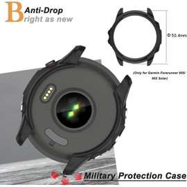 T Tersely 【2 Pack】 TPU Case Cover for Garmin Forerunner 955/955 Solar (No Screen Protector), Anti-Scratch Protective Cover, Watch Cases Accessories for Garmin, Smartwatch Accessories - Black