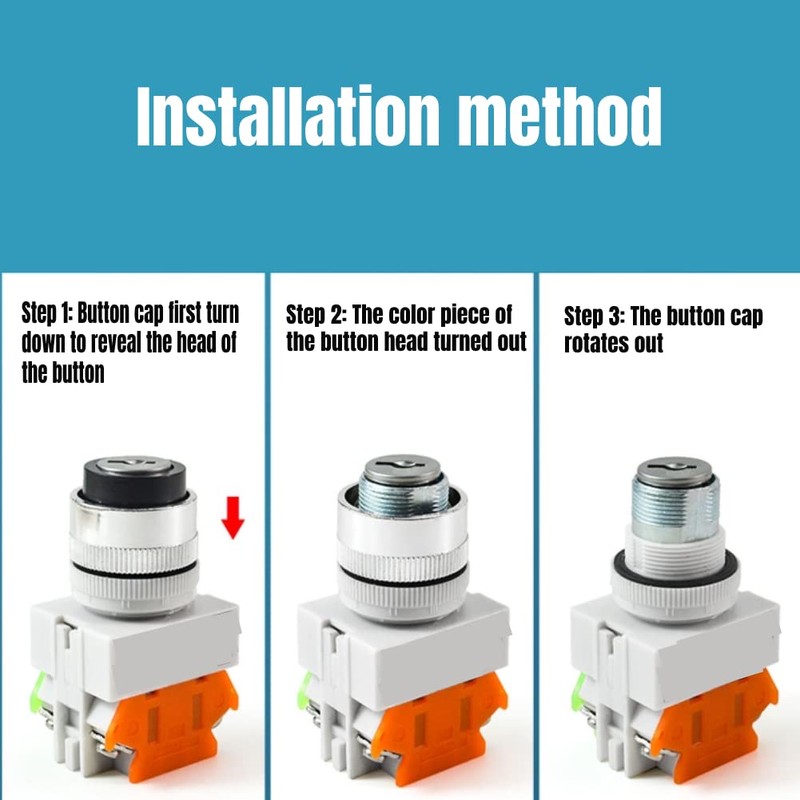 Fafeicy Key Switch 2 Positions Safety Button Lock Switch LAY37-11Y/21
