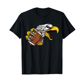 Eagle Hawk American Football Ball Cartoon Character T-Shirt