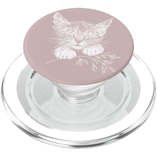 Sleeping Kitty with little twig, Cat PopSockets PopGrip for MagSafe