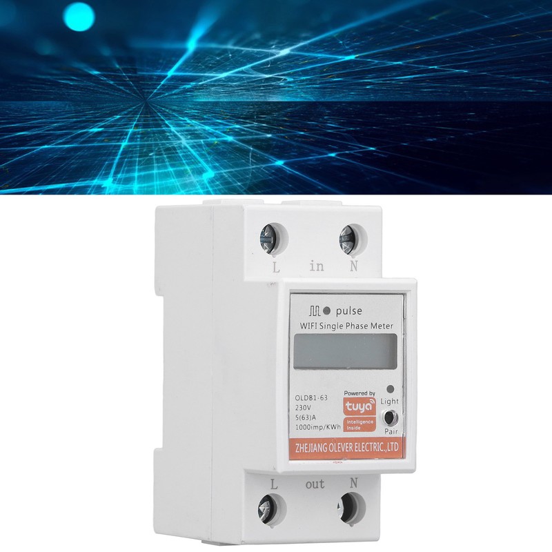 LCD Digital Energy Meter Smart WIFI DIN Rail Mount Single