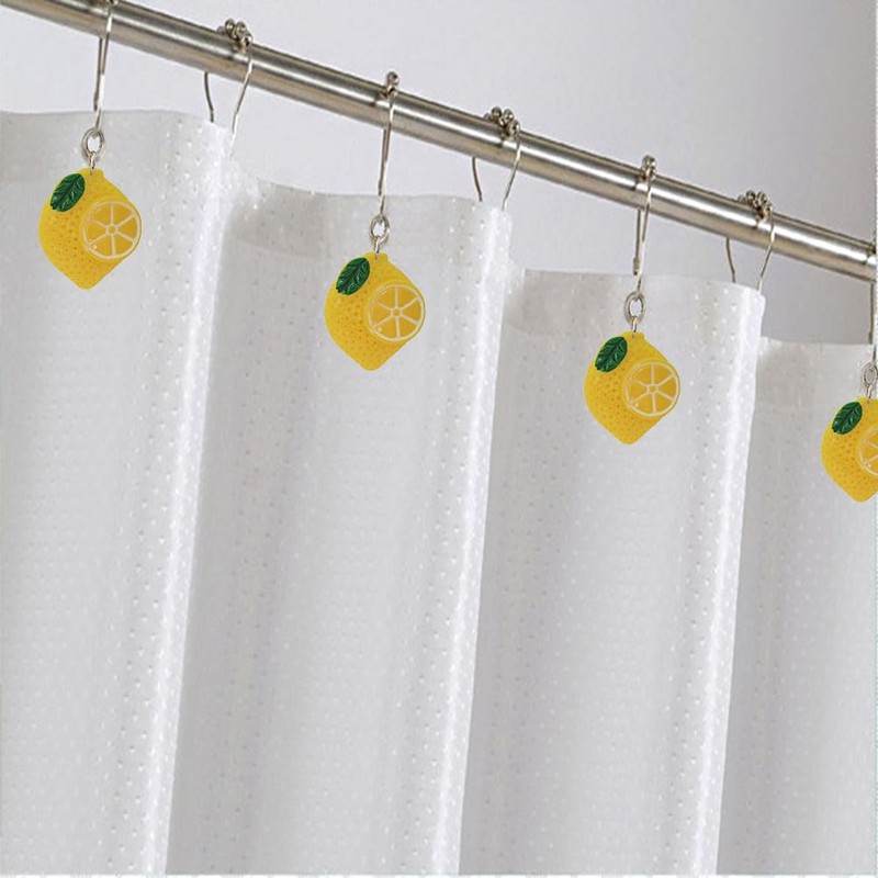 12 Pcs Yellow Lemon Shower Curtain Hooks, Rust Proof Stainless