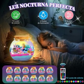 LYSSIID Kit de Contenedor Transparente Iluminado Niños,Kits de Manualidades DIY para niños y niñas,Transparente para Niños con Luz Nocturna Ajustable,Manualidades Unicornio Sirena(Morado - Sirena-01)
