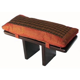 Meditation Bench & Cushion Set - Pi Style Zen Seiza - Global Weave Saffron Brown
