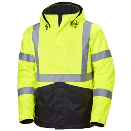 Helly-Hansen Alta Hi-Vis Insulated Winter Jackets for Men with ANSI/ISEA 107-2015 Type R Class 3 Reflective Striping, 369 Yellow/Charcoal - 4X-Large