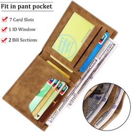 Favydov Large Capacity Mens Wallet with 8 Card Holder 2 Cash Pocket RFID Blocking Compact Small Slim Wallet for Men Black