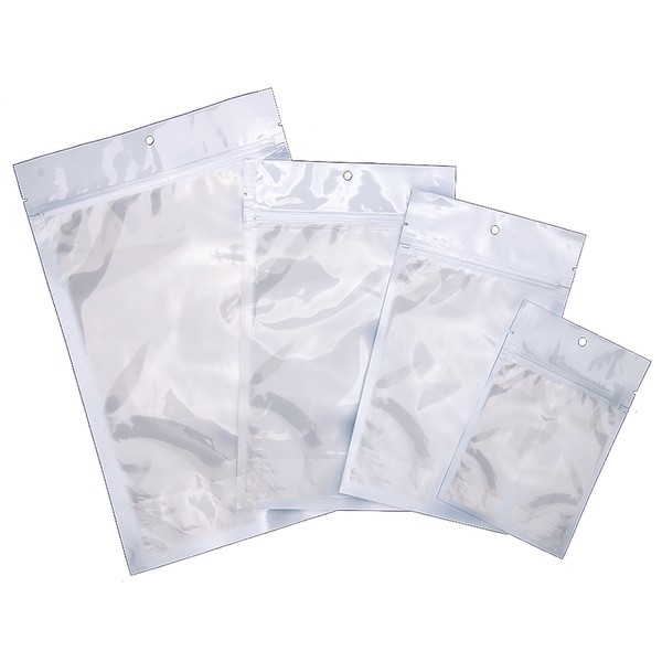PackFreshUSA: White/Clear Stand Up Pouch Bags - Professional Flexible Packaging