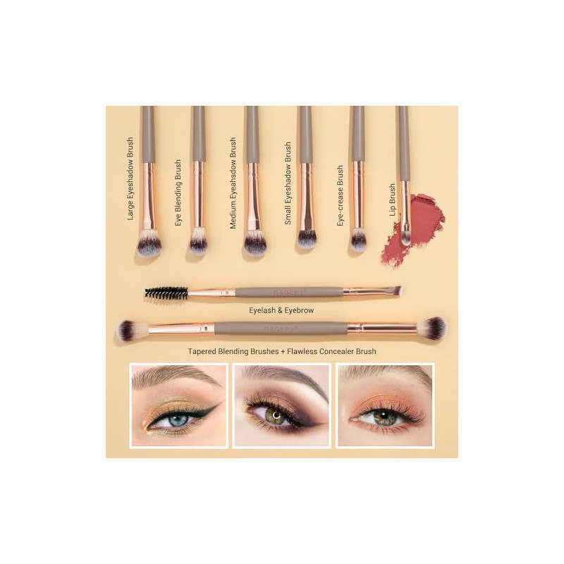 MAGEFY Brochas de maquillaje, 12 unidades con bolsa, de doble