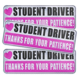 Wogomz 3PCS Student Driver Magnet for Car, Thanks for Your Patience Reflective Warning Bumper Decal Sticker, Magnetic Safety Sign for New Driver, Reusable Student Driver Stickers
