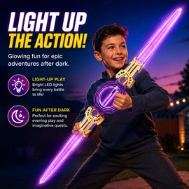 Light Up Toy Sword for Kids – LED Sound Effect Pretend Play Saber for Costumes, Parties & Outdoor Fun