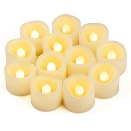 12 velas LED parpadeantes sin llama, velas votivas funcionan con pilas/parpadeo eléctrico, velas falsas a granel para Halloween, Navidad, bodas, fiestas (blanco cálido)