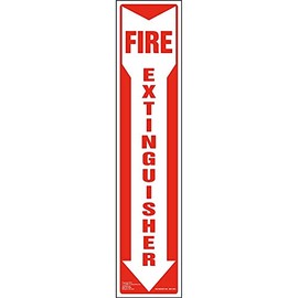 Fire Extinguisher Sign - 4" x 18" Thick Rigid White Aluminum Sign with Rounded Corners - Medium Duty for Indoor or Outdoor Use, Impact Resistant - J. J. Keller