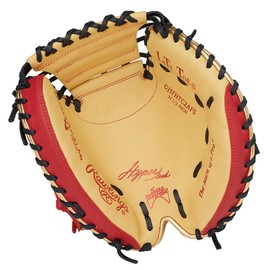 Rawlings Baseball Glove Junior JR Kids HYPER TECH COLOR SYNC GJ5FHTC2AFS Catcher Camel/Scarlet, 31.5 inch *For Right Throwing