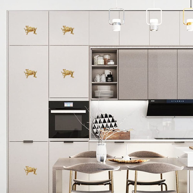 WhaGaay Leopard Cabinet Knobs，haowei Gold Leopard Knobs 4Pcs Creative Animal