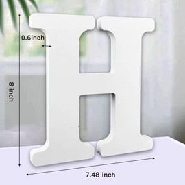 AOCEAN 8 Inch White Wood Letters, Unfinished Wooden Letters for Wall MAGA Decorative Standing Letters Slices Sign Board Decoration for Craft Home Party Projects (H)