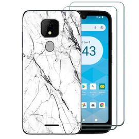 Ranyi for ANS Artia Case with Screen Protector, ANS Artia ACK2326 Case, Marble Design Slim TPU Case with Screen Protector 360 Full Body Shock Absorbing Marble Case for ANS Artia ACK2326 -White