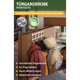 4smile 4smile Trgarderobe zum Einh?ngen, Edelstahl - Trgarderobe Innenseite mit 5 Trhaken zum Einh?ngen, hohe Tragkraft - Trhaken Innenseite, Trhakenleiste fr die Rckseite der Tr