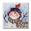 Thirstystone Snowman in Green Plaid Scarf Single Tumbled Tile Stone