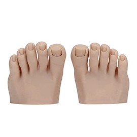Práctica Pie Falso para la Práctica de Uñas, 1 Par de Silicona Prótesis de Manicura Herramienta Falso Pie Modelo, Silicona Pie Falso para Uñas de Formación de la Pantalla (Color de Piel Oscuro)