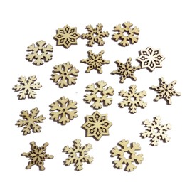 100pcs Rustic Wooden Christmas Snowflakes Confetti Wood Craft Shapes Embellishments for Crafting Decoration
