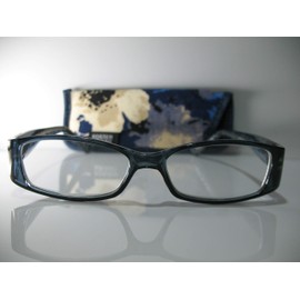 Foster Grant Posh Blue & Silver Flower Fashion Womens Reading Glasses w/ Case +2.50