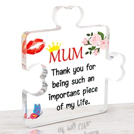 HONMOK Christmas Gifts for Mum, Mothers Day Gifts for Mummy, Mum Birthday Gifts from Daughter Son Kids, Mum Puzzle Piece Acrylic Plaque, Mum Gifts Ideas, Best Mum Presents on Christmas Mother's Day