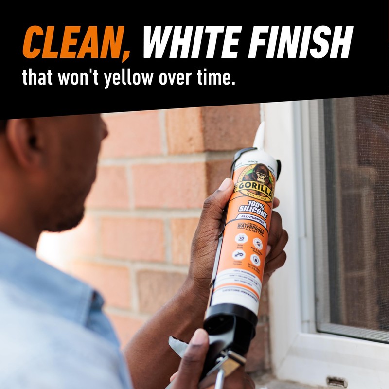 Gorilla Waterproof Caulk & Seal Silicone Sealant, 10oz Cartridge (Pack