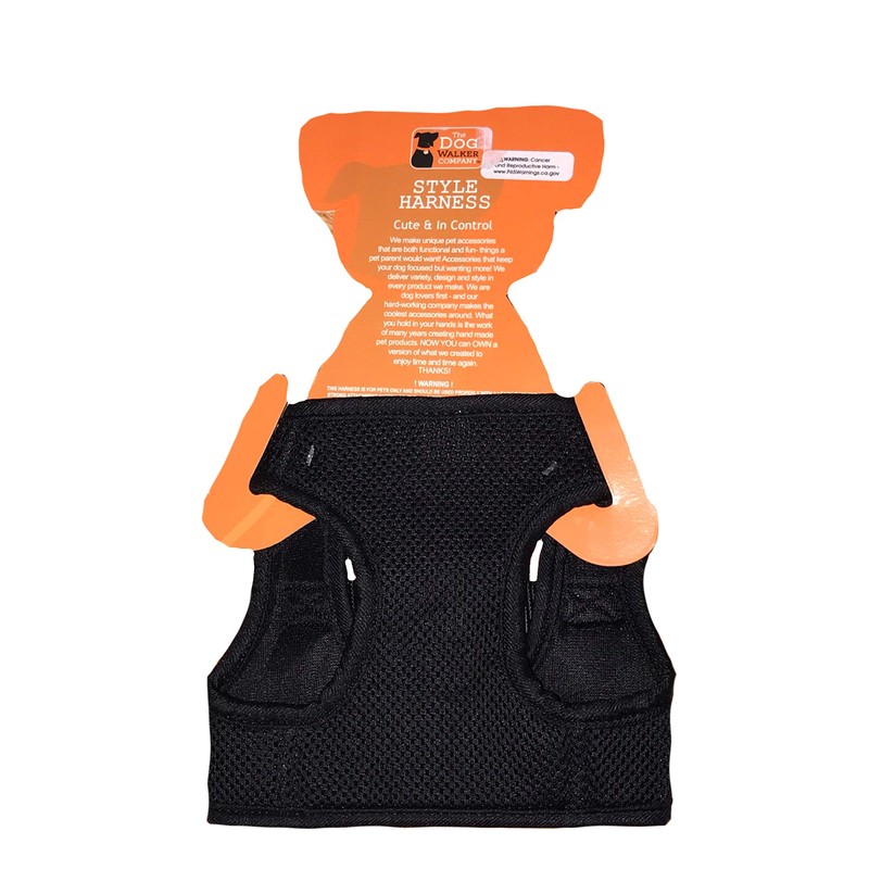 The Dog Walker Black Mesh Small Style Harness Breathable