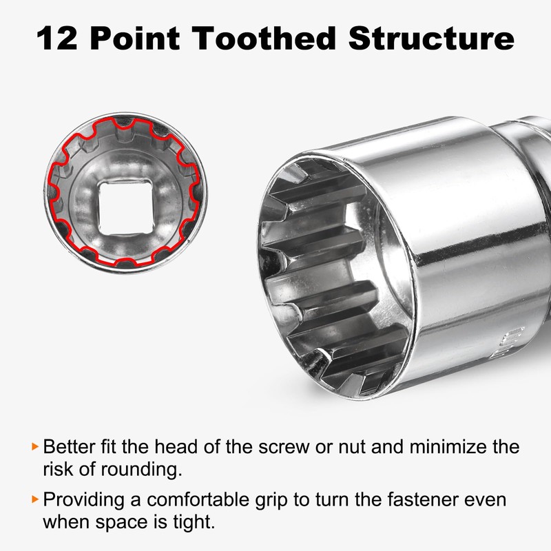 HARFINGTON 12 Point Socket 1/2" Drive by 27mm Metric Shallow