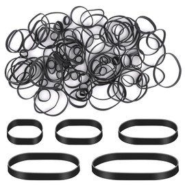100pcs Black Rubber Bands, 5 Sizes Heavy-Duty Thick Rubber Band Assorted Wide Elastic Band for Litter Box File Folder Camping Hiking Home School Office Supplies (3.35/2.56/2.17/1.38/0.79in)