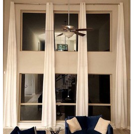 Ikiriska Extra Long Faux Velvet Curtain (1 Panel) with Grommet top 8-24 ft Long high/Tall Drape Custom Made (100″Wx252″L, White)