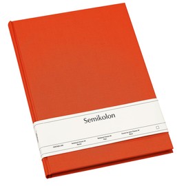 Book A4 unlined orange +++ 80 sheets stamped hand made paper (blank) +++ stylish SKETCH- and NOTEBOOK +++ Quality made by Semikolon