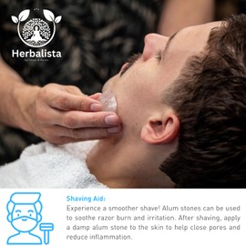 Herbalista - Premium Quality Large Alum Stone 8 oz (226g) - Natural Crystal Deodorant & Antiperspirant | Multi-Purpose Shaving Stone for Skin Care & Healing | Piedra de Alumbre