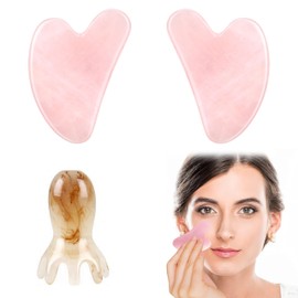 2 Natural Purple Jade Gua Sha Jade Jade Stone Heart Shape Gua Sha Face Care Scratch Massager Face Massager for Face Body Spa Skin Care