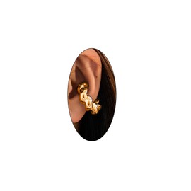 Chunky Gold Ear Cuff Earrings, 14K Gold Non Piercing Hollow Lightweight Clip On Cartilage Hoop Earrings Great Jewelry Gifts for Women