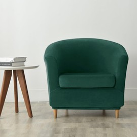 Club Chair Covers Slipcover 1/2 Piece Velvet Tub Chair Covers for Armchairs,Barrel Chair Covers Wing Back High Stretch Sofa Seat Furniture Protector Removable Washable Living Room (Color : #14, Size