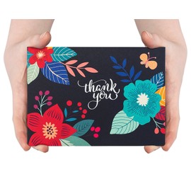 Spark Ink 36 Floral Thank You Cards with Envelopes, Elegant Thank You Notes, Blank Inside, Perfect for Wedding, Baby & Bridal Shower, Navy Blue & Ivory, 4x6 Photo Size - Bulk Stationary Set (Floral)