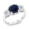 Gem Stone King 4.02 Cttw Blue Sapphire and White Topaz