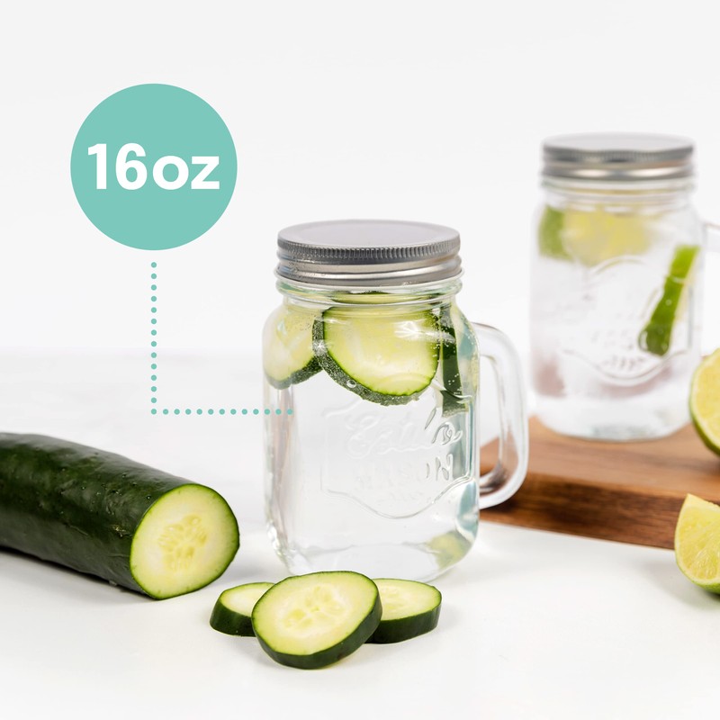 Estilo Mason Jar, 16 oz, Set of 6, Glass Drinking